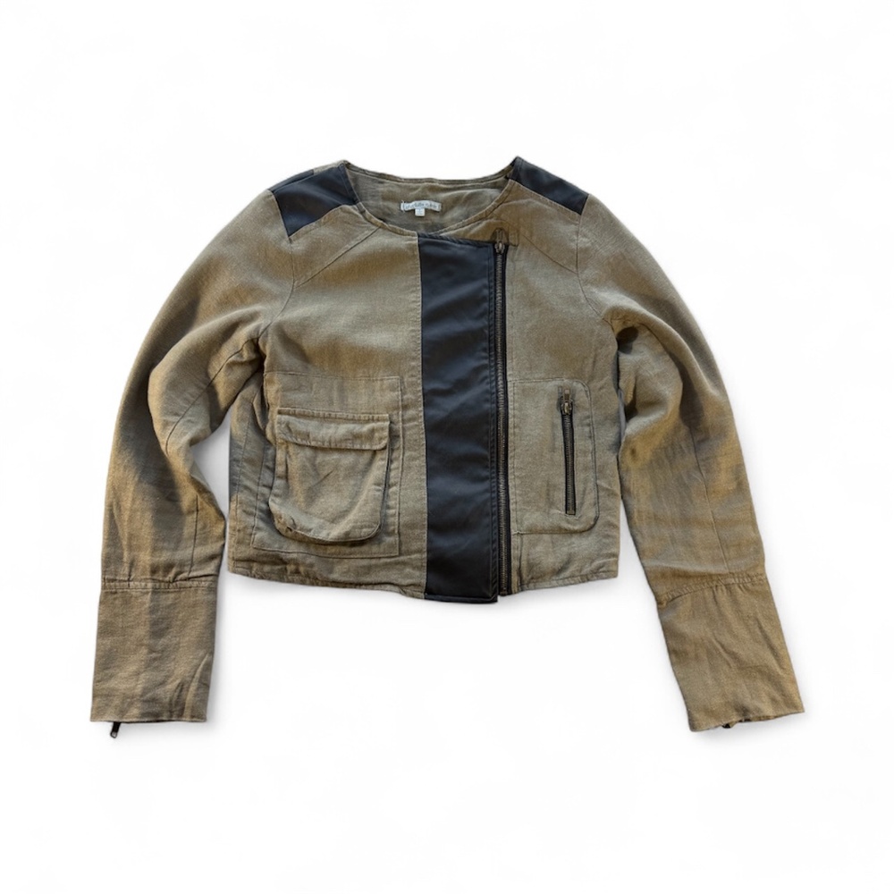 Charlotte Russe Bomber Jacket in Olive Green & Black Size S